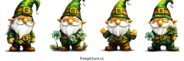 Four Adorable Leprechaun Gnomes