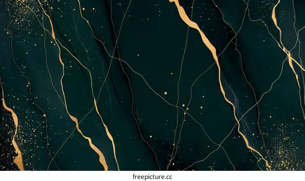 Black and gold marble texture with golden veins