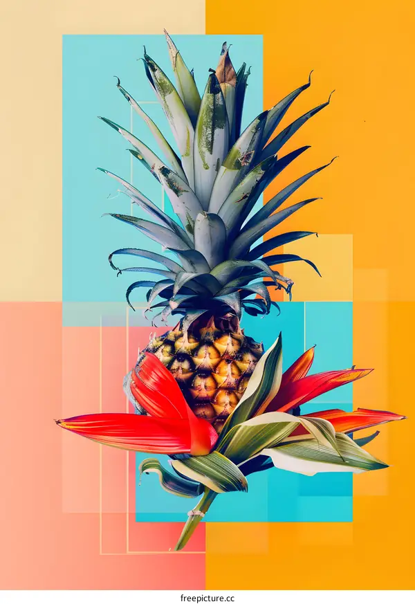 Tropical Pineapple Fruit with Colorful Background