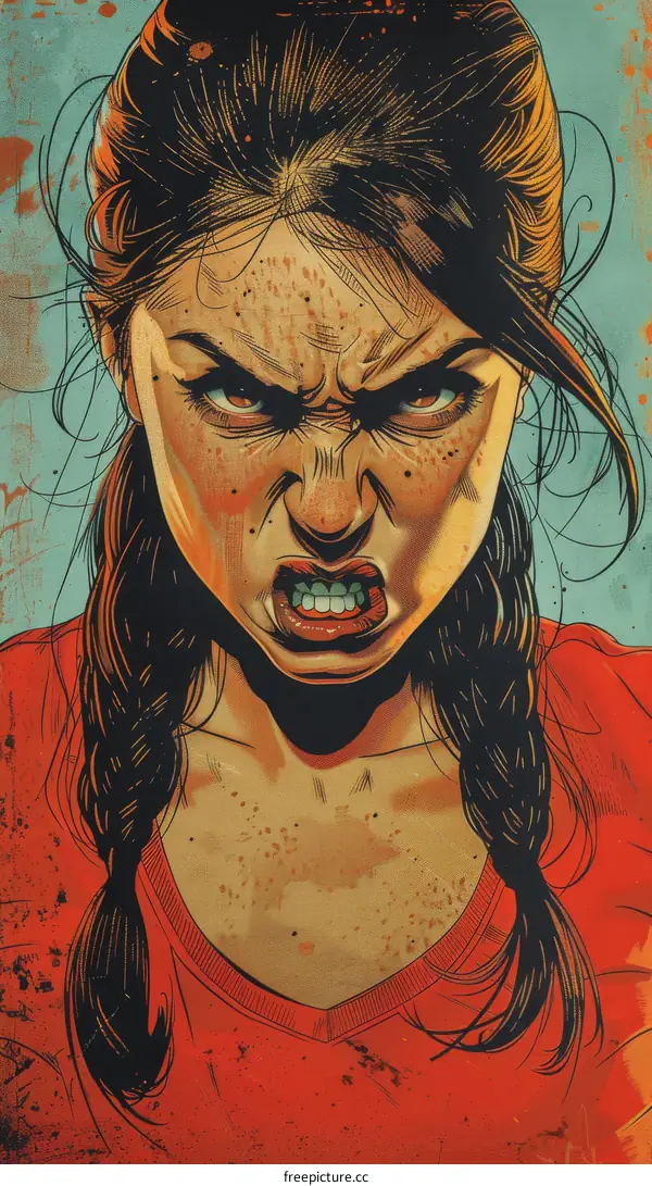 portrait of an angry young woman