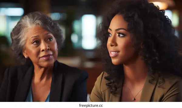 Two businesswomen having a conversation