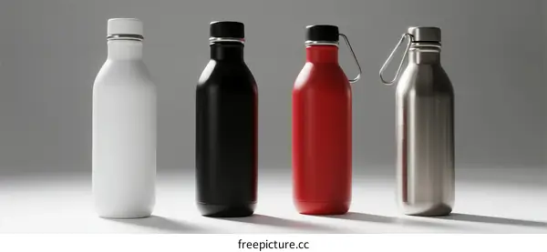 A Collection of Modern Reusable Water Bottles in Various Colors