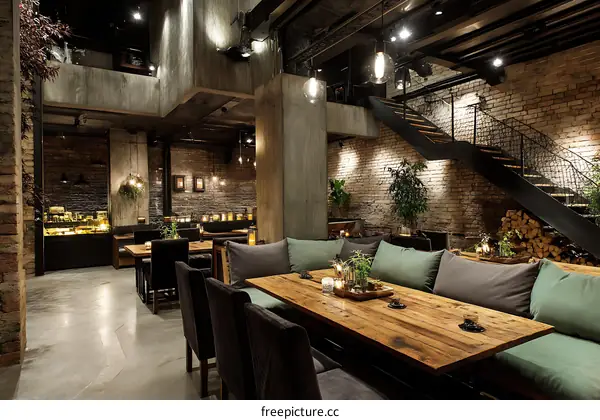 Modern Industrial Cafe Interior Design with Multiple Ethnicities