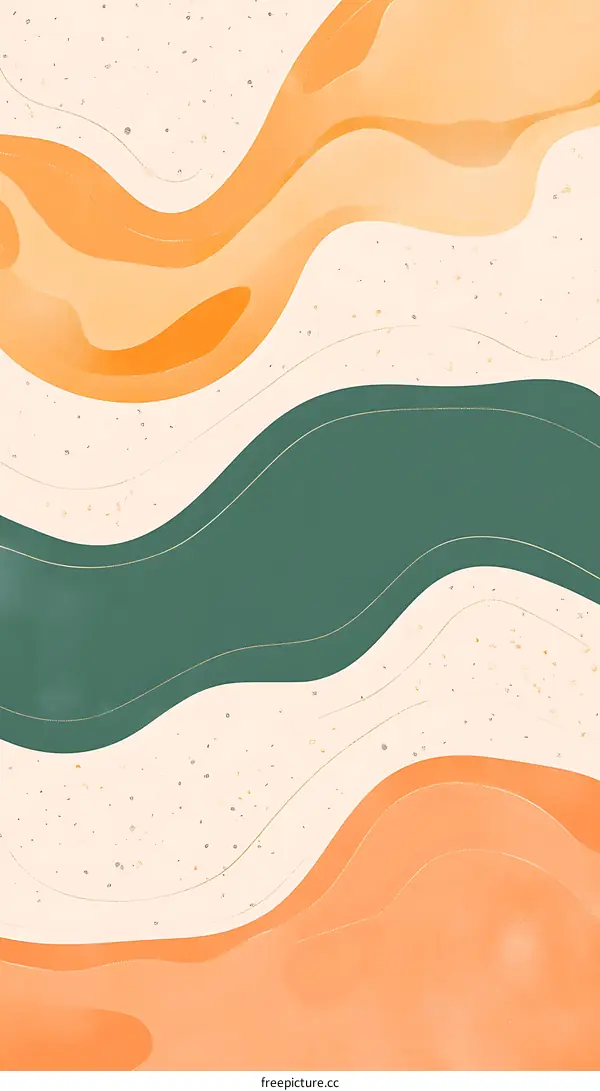 Abstract Art Background with Orange and Green Wavy Shapes