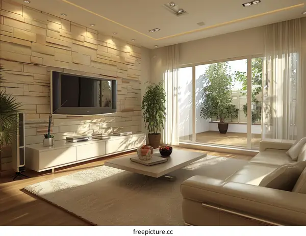 Modern Minimalist Living Room with Sunlight