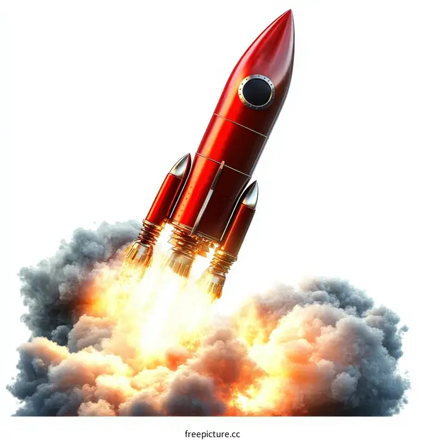 Red Rocket Launching into Space
