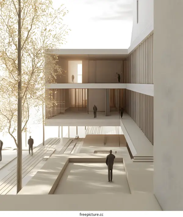 Modern Architecture Building Model With Tiny People