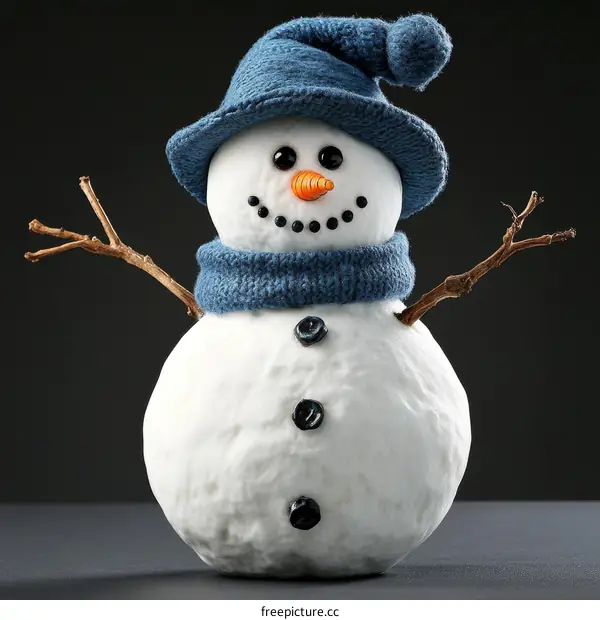 Adorable Snowman Decoration with Knitted Hat and Scarf