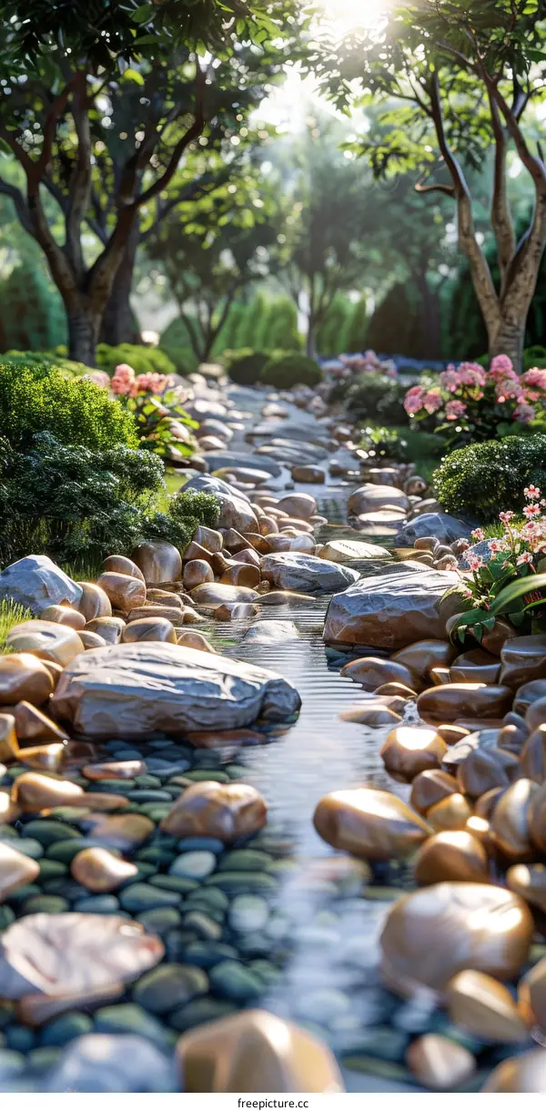 Serene Japanese Garden Stream