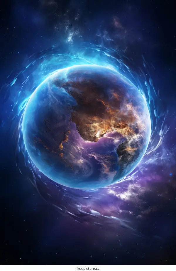 Blue and Purple Glowing Earth