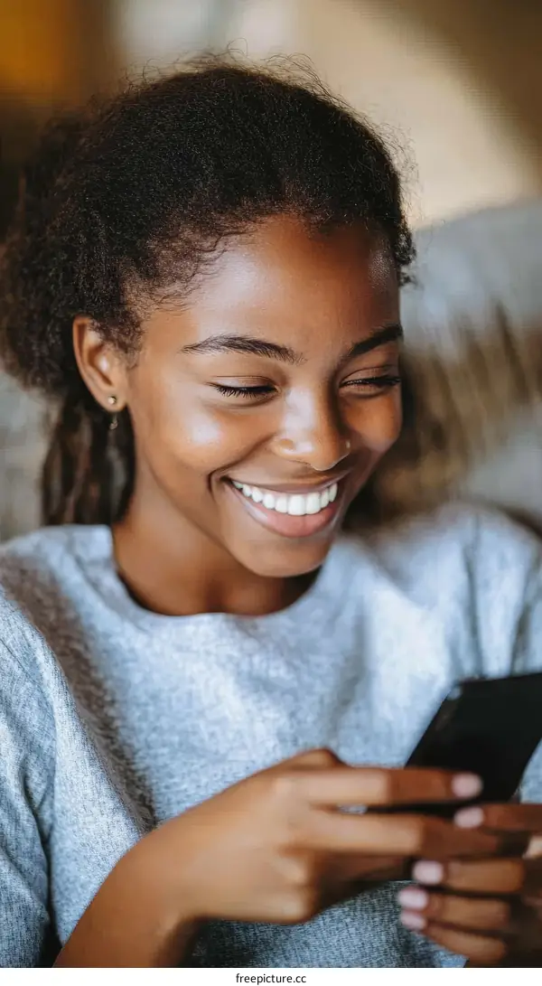 Young Woman Using Smartphone in Casual Setting