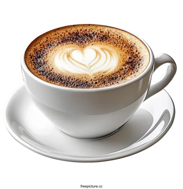 [Transparent Background PNG]Cappuccino in a white ceramic cup