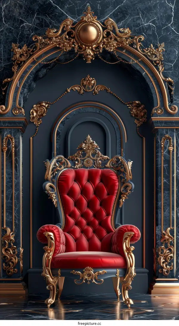 ornate golden throne in dark hall