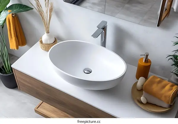 Modern Bathroom Vanity with Oval Sink