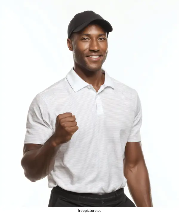 Happy Man in White Polo Shirt and Black Cap