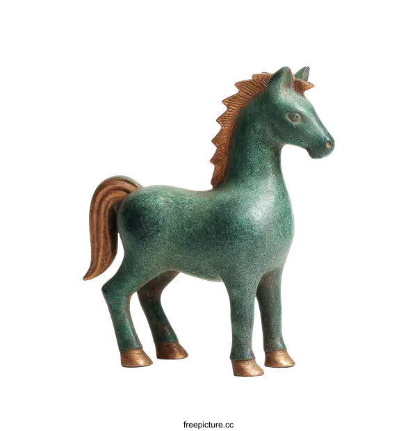 [Transparent Background PNG]Green Bronze Horse Figurine Ornament