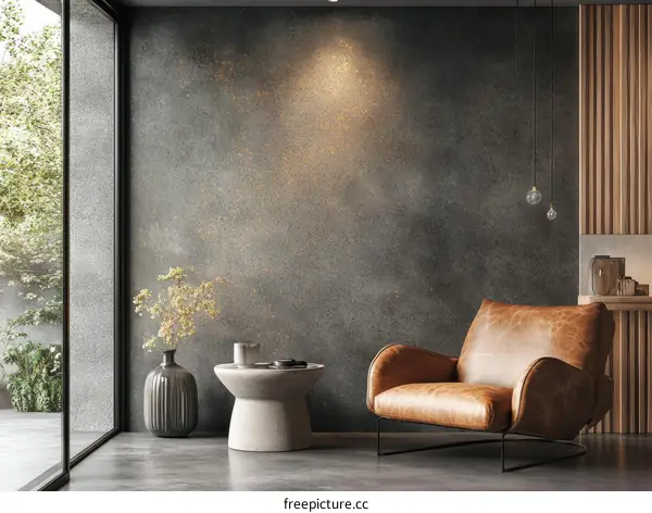Modern Interior Design with a Rustic Concrete Wall
