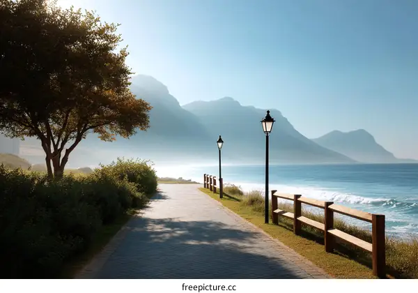 Coastal Pathway with Mountains and Ocean View