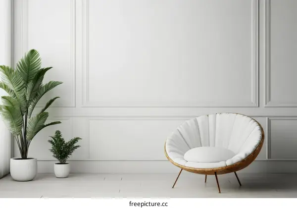 Modern Minimalist Interior Design with Plants and Chair