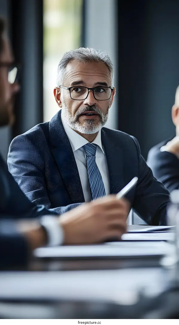Businessman Speaking at Meeting, Close Up