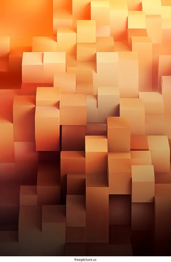 Three-Dimensional Visualization of Orange Cubes of Varying Sizes