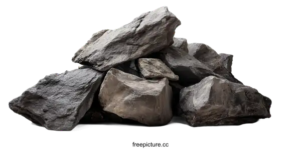 [Transparent Background PNG]Pile of Grey Rocks on White Background