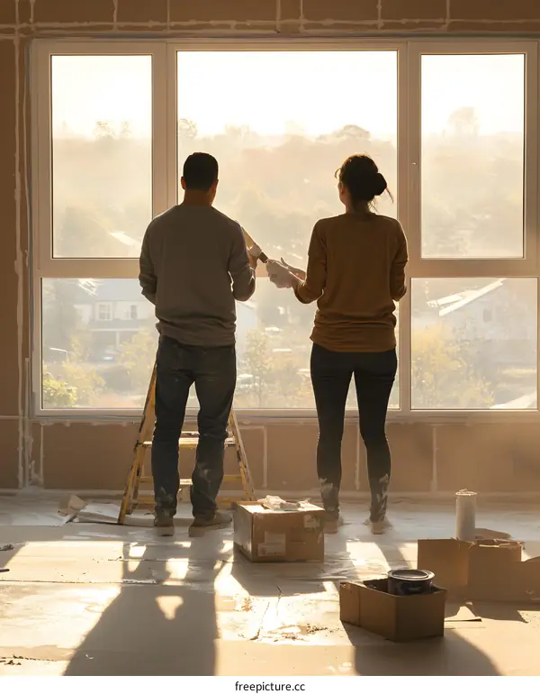 Couple Standing in a Room Under Construction