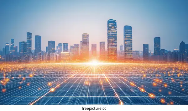 Cityscape Futuristic Digital Network