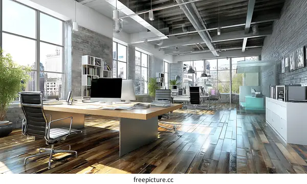 Modern Industrial Loft Office Interior Design