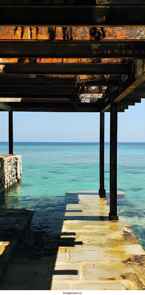 Sea View Underneath Wooden Structure