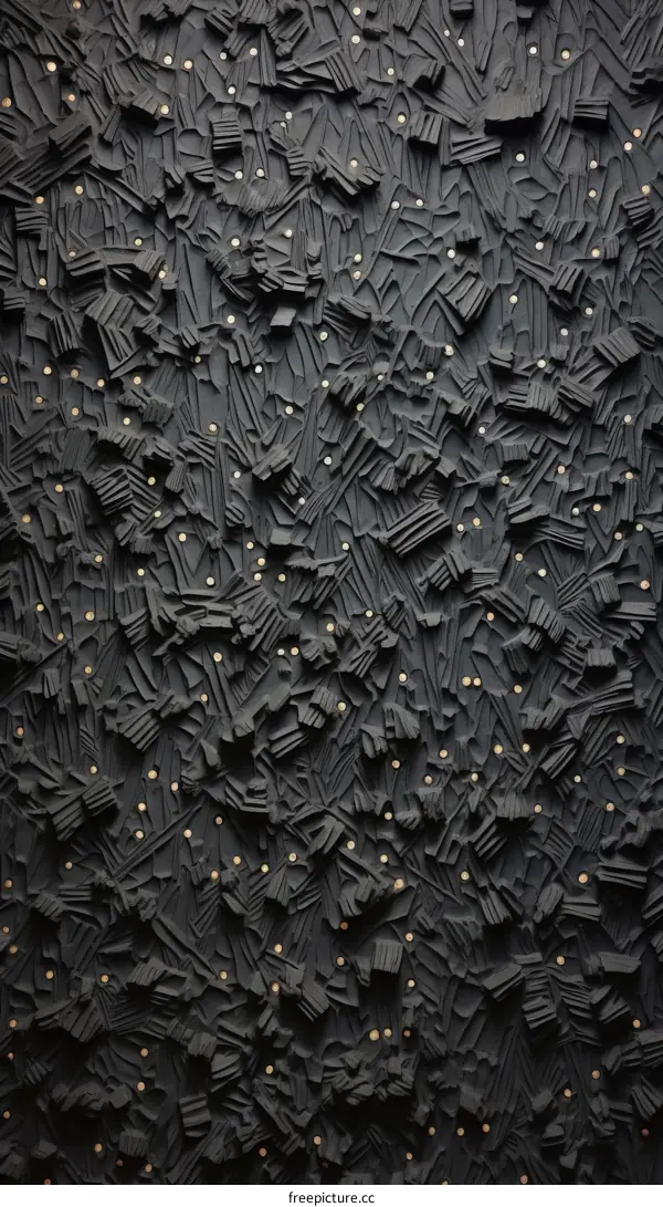 Black Wood Wall with Golden Dots
