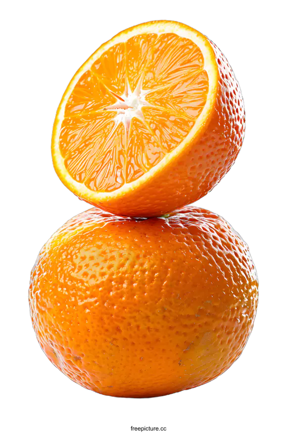 [Transparent Background PNG]Two stacked juicy ripe oranges