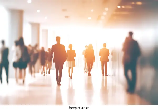 Business People Walking in a Modern Corridor