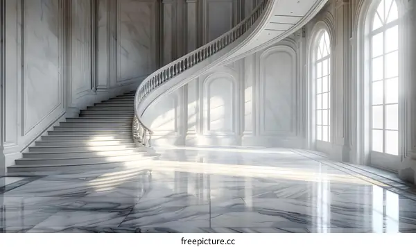 Grand Hall with Marble Floors and Archways