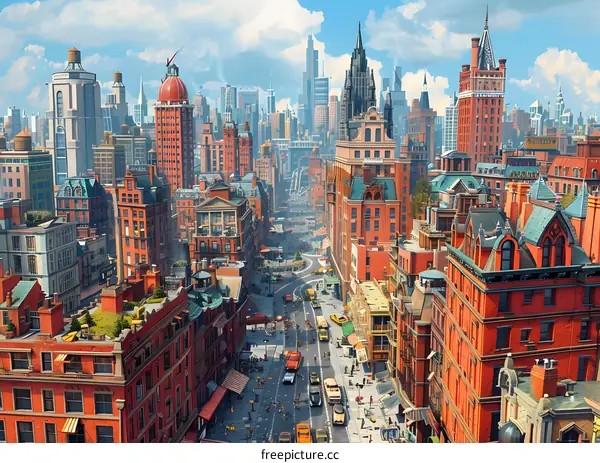 A Street with Tall Buildings on Both Sides