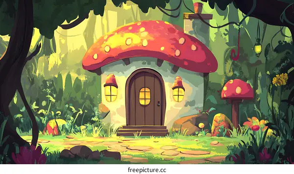 Fantasy Mushroom House in the Forest