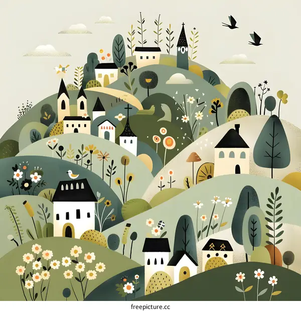 Green Hills Village Illustration