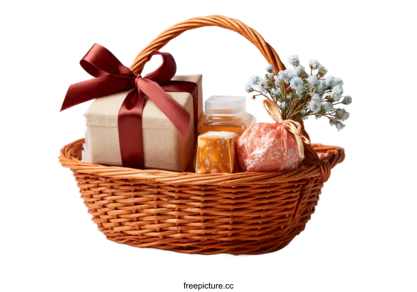 [Transparent Background PNG]Gift Basket with Spa Items