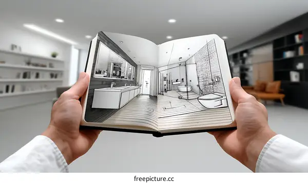 Interior Design Sketch of Bathroom Design