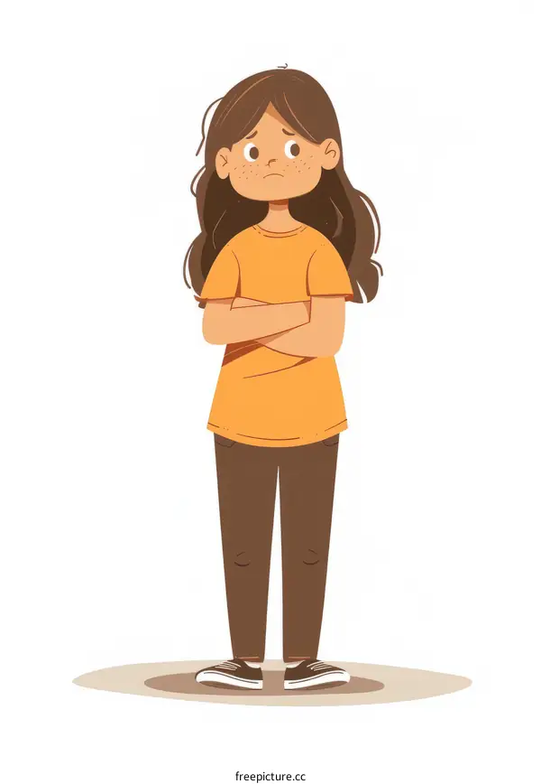 Little girl with crossed arms looking upset