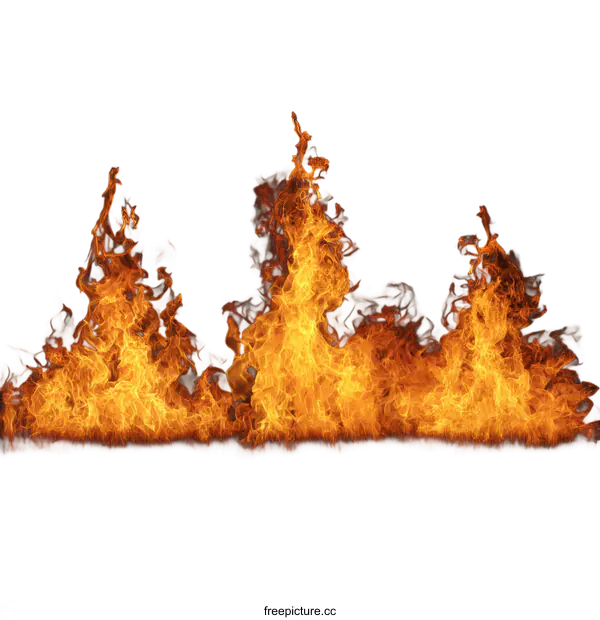 [Transparent Background PNG]Fiery Flames Against a Dark Background