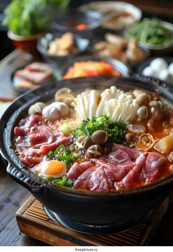 A delicious bowl of ramen with beef, mushrooms, and vegetables