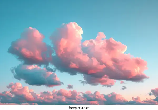 Pink clouds in a blue sky
