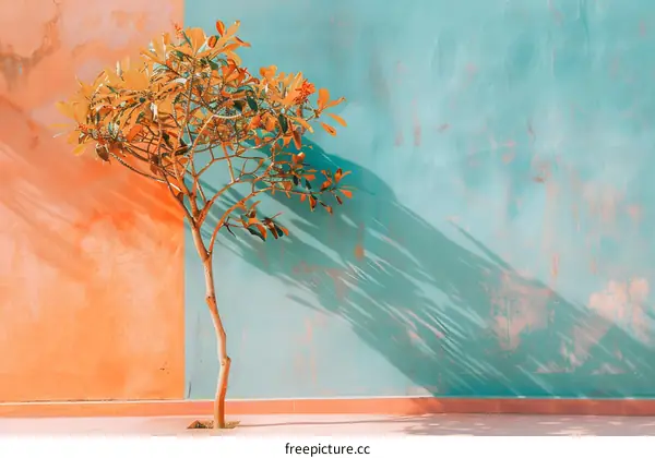 Tree Against a Two Tone Wall