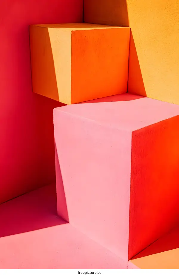 Geometric Abstract  Wall Background  Orange Pink Yellow
