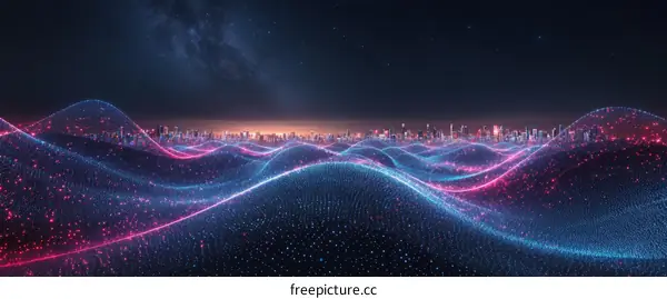 Abstract Digital Cityscape at Night