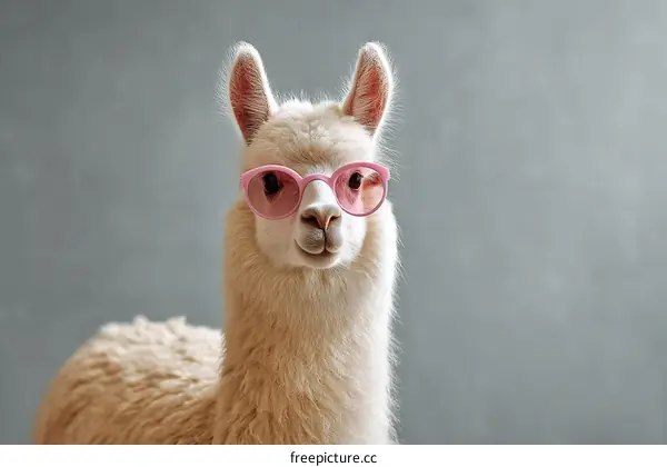 Cute Llama Wearing Pink Sunglasses