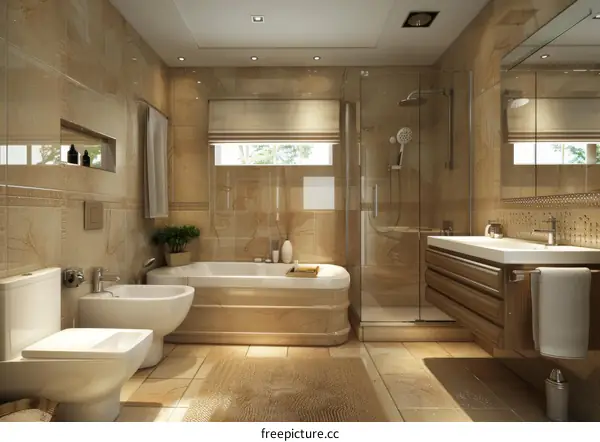Luxury Modern Beige Bathroom Interior Design