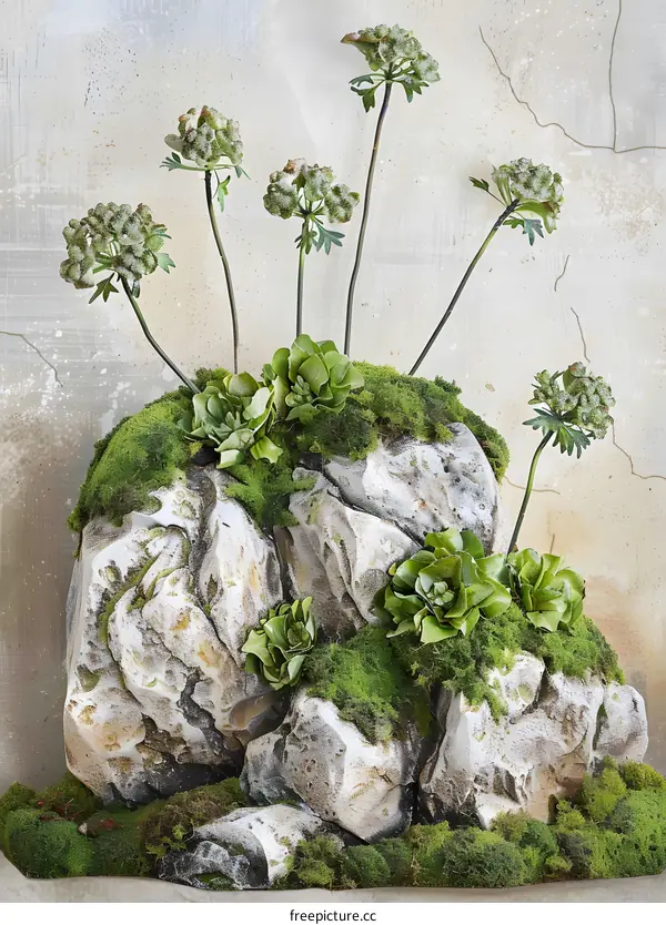 Stone Mountain With Green Plants