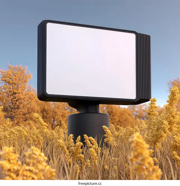 Blank Signboard in Autumn Field